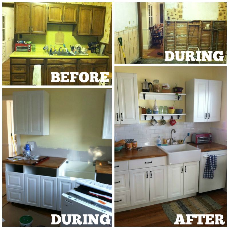 kitchen before ikea cabinets depot diy remodel vs cost cheap kitchens cabinet budget custom easy wall remodeling using install collage