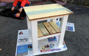 end table made with reclaimed wood