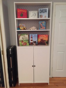 finished bookcase in nursery