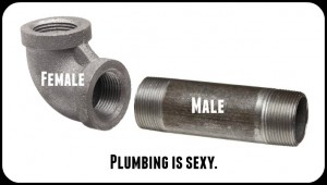 plumbing is sexy: male and female pipe fittings