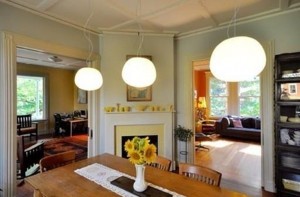 dining room with fireplace