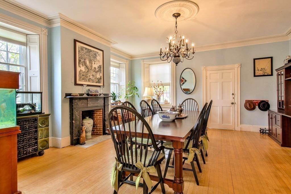 dining room with fireplace