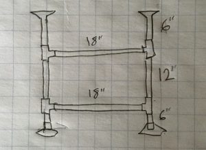 pipe frame for diy desk sketch