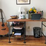 diy desk with industrial pipe and reclaimed wood