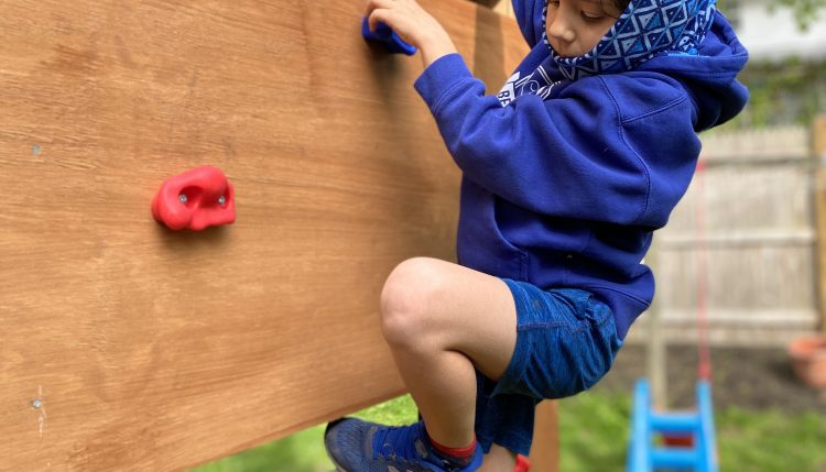 DIY rock climbing wall for children