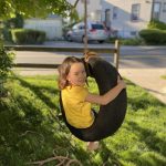 how to make a tire swing - genny tries out the tire swing and approves