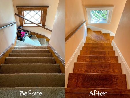 rip up carpet in stairs before and after