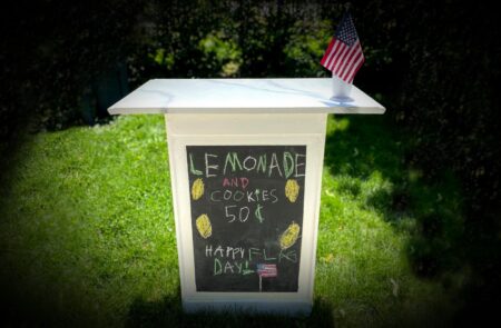 diy lemonade stand with bistro style chalkboard