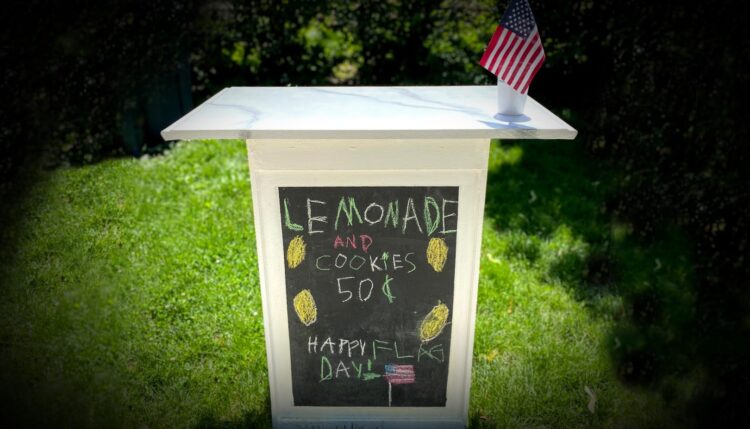 diy lemonade stand with bistro style chalkboard