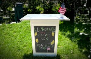 diy lemonade stand with bistro style chalkboard