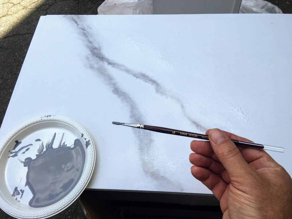 painting marble veins with faux marble countertop paint kit