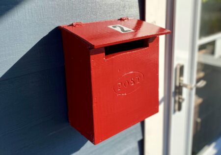 DIY mailbox painted red