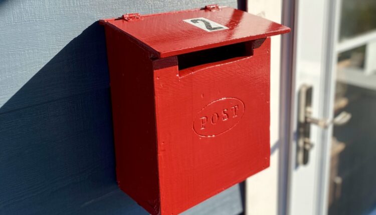 DIY mailbox painted red